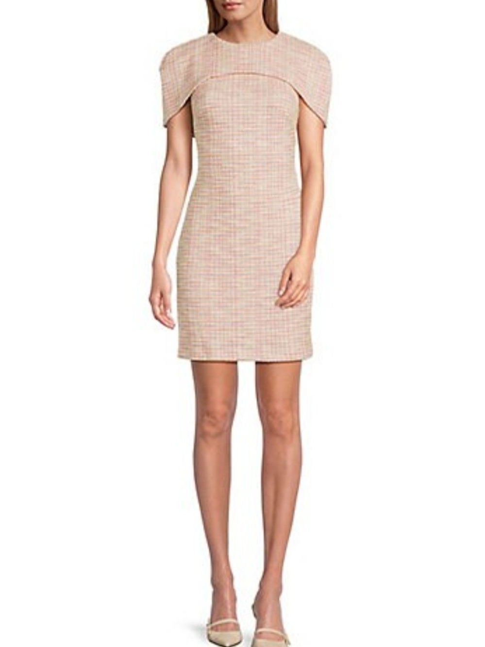 Belle by Badgley Mischka Hope Capelet Tweed Mini Dress